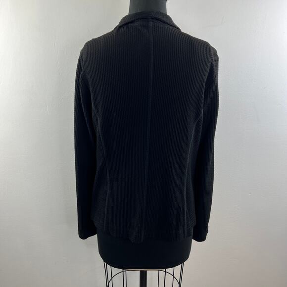 EILEEN FISHER Black Dottie Luck Cotton Open Front Cardigan Blazer Sweater S M? - Picture 5 of 7